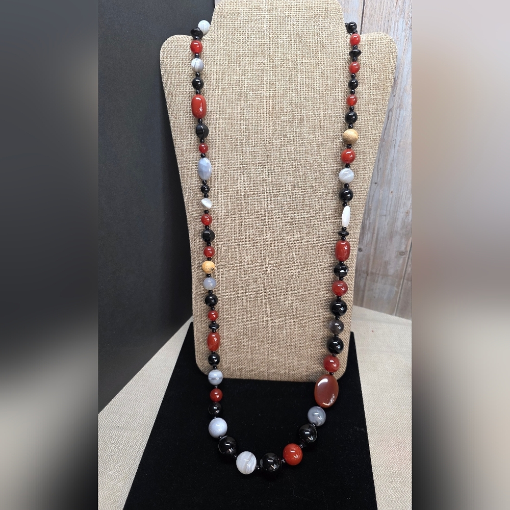 Mine Finds Jay King 925 Sterling Onyx, Carnelian, Blue Lace Agate